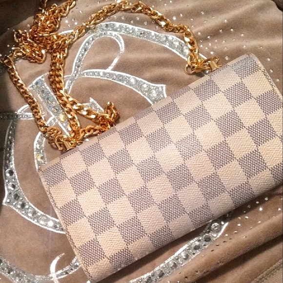 ▶ ®Louis Vuitton Damier Azur Sarah Continental Wallet WOC Pre-owned - Picture 4 of 16